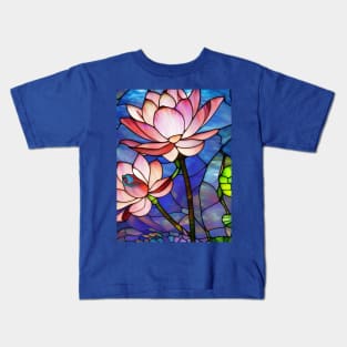 Stained Glass Lotus Flowers Kids T-Shirt